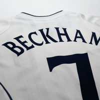 2001/03 Beckham #7 England Vintage Umbro Home Greece Football Shirt (S) WC 2002