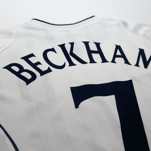 2001/03 Beckham #7 England Vintage Umbro Home Greece Football Shirt (S) WC 2002