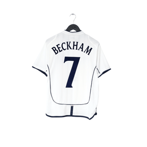 2001/03 BECKHAM #7 England Vintage Umbro Home Greece Football Shirt (S) WC 2002