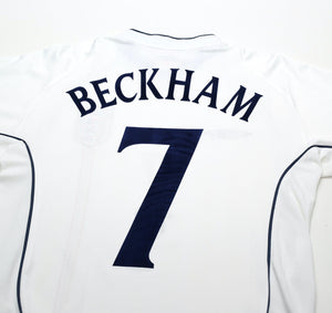 2001/03 BECKHAM #7 England Vintage Umbro Home Greece Football Shirt (S) WC 2002