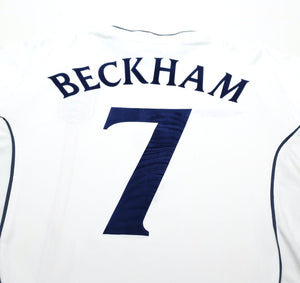 2001/03 BECKHAM #7 England Vintage Umbro Home Greece Football Shirt (S) WC 2002