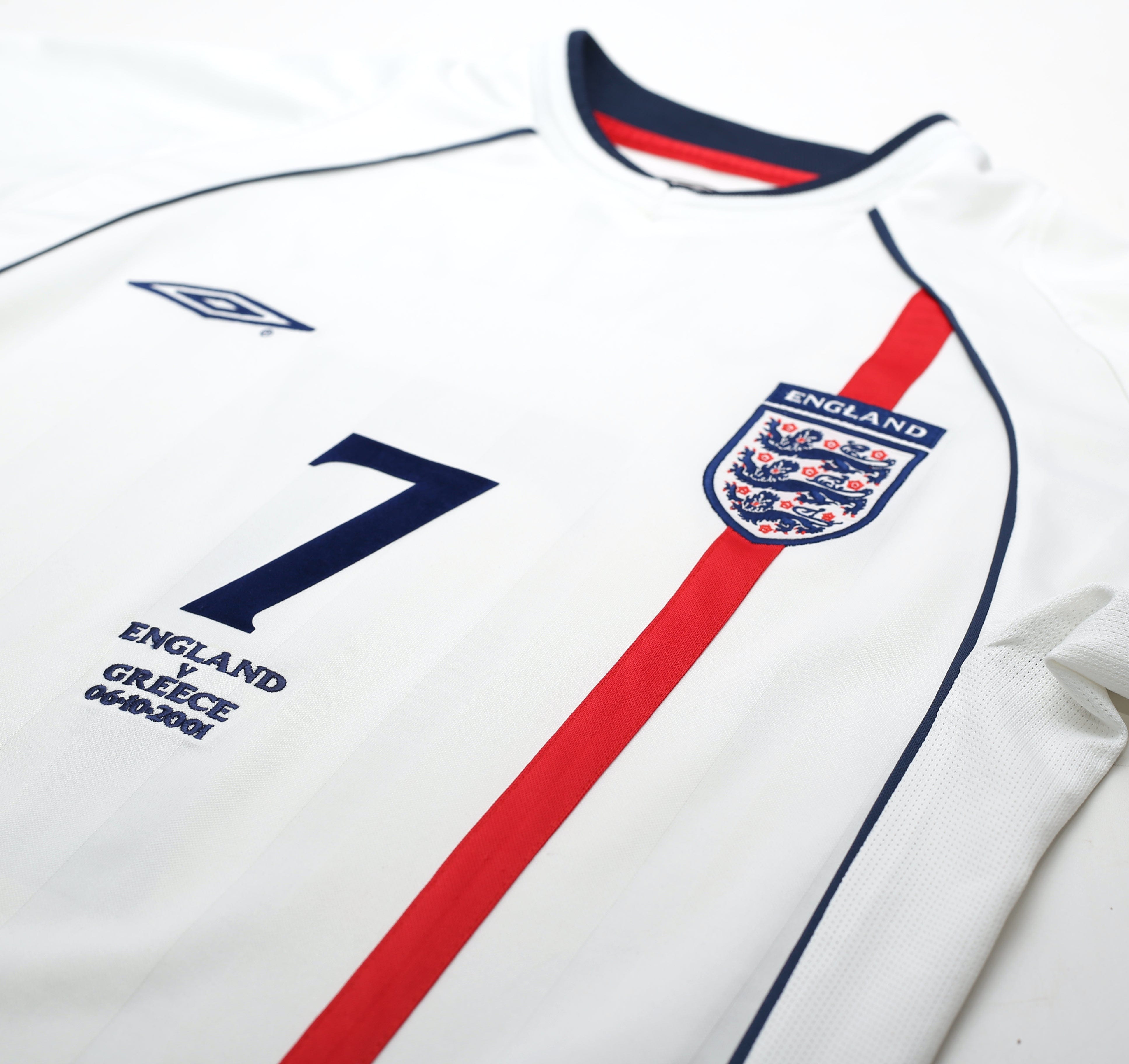 UMBRO　2001 イングランド　ベッカム　2001.6.10 Greece 2001/03 Beckham #7 England Vintage Umbro Home Greece Football