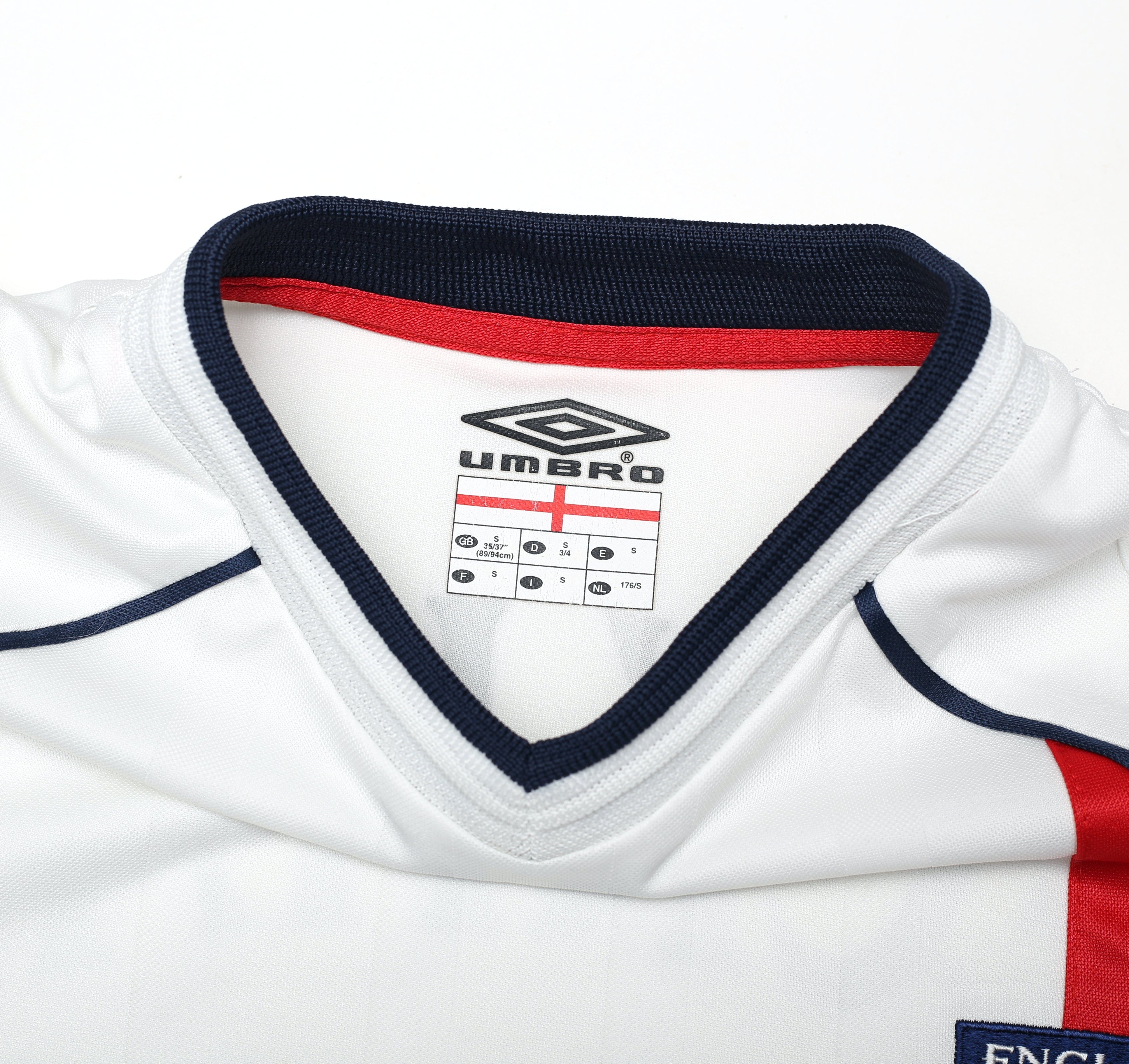 2001/03 Beckham #7 England Vintage Umbro Home Greece