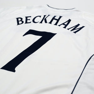 2001/03 Beckham #7 England Vintage Umbro Home Greece Football Shirt (XL)