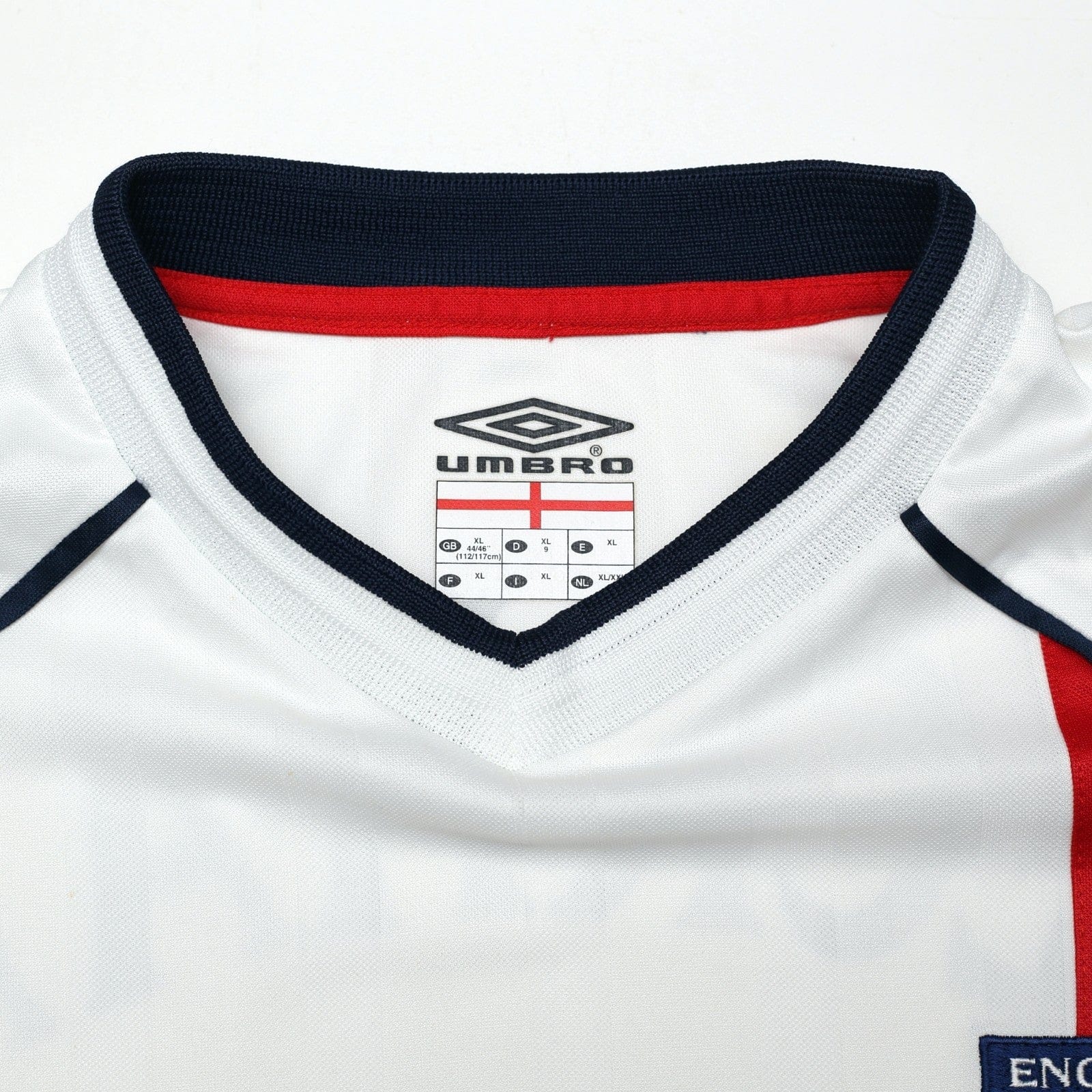 2001/03 Beckham #7 England Vintage Umbro Home Greece Football Shirt (XL)
