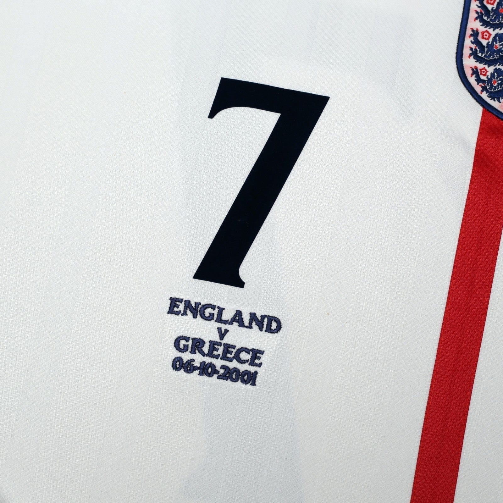 2001/03 Beckham #7 England Vintage Umbro Home Greece Football Shirt (XL)