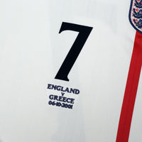 2001/03 Beckham #7 England Vintage Umbro Home Greece Football Shirt (XL)
