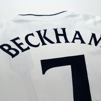 2001/03 Beckham #7 England Vintage Umbro Home Greece Football Shirt (XL)