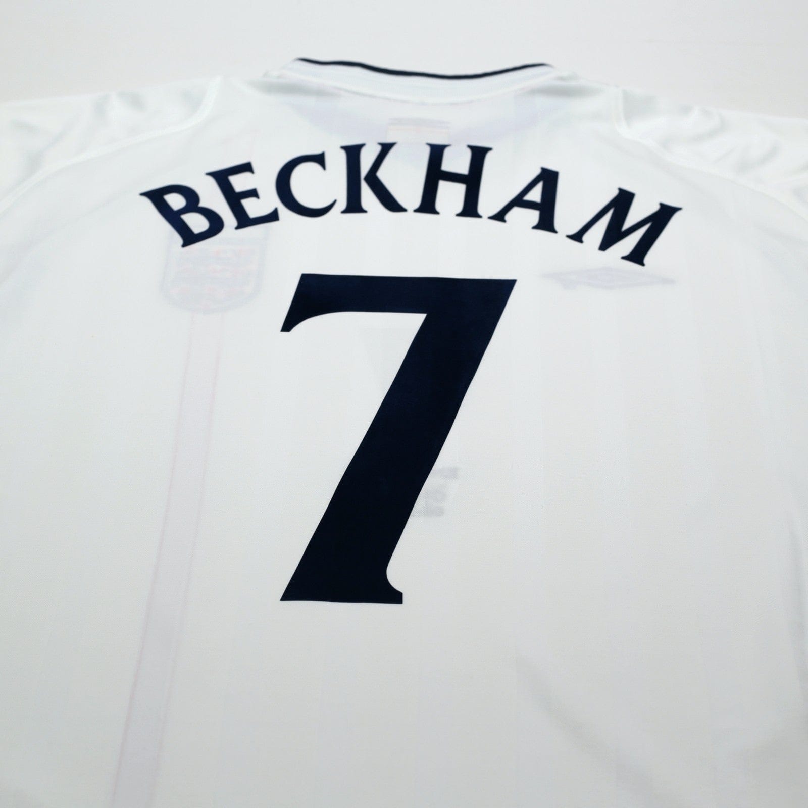 2001/03 Beckham #7 England Vintage Umbro Home Greece Football Shirt (XL)