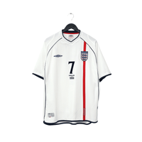 2001/03 Beckham #7 England Vintage Umbro Home Greece Football Shirt (XL)