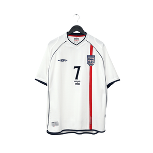 2001/03 Beckham #7 England Vintage Umbro Home Greece Football Shirt (XL)
