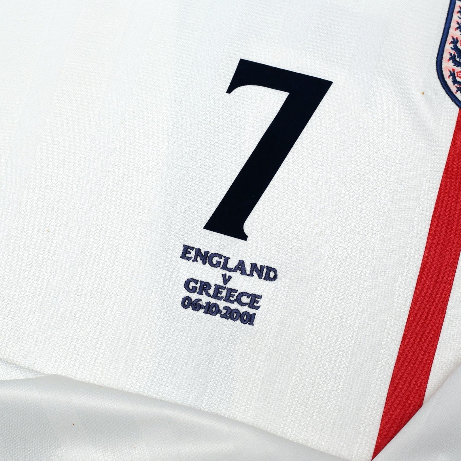 2001/03 Beckham #7 England Vintage Umbro Home Greece Football Shirt (XL)
