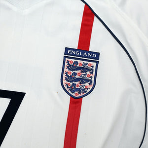 2001/03 Beckham #7 England Vintage Umbro Home Greece Football Shirt (XL)
