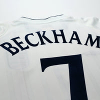 2001/03 Beckham #7 England Vintage Umbro Home Greece Football Shirt (XL)