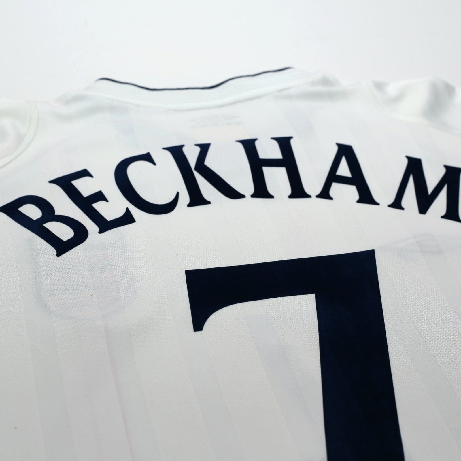 2001/03 Beckham #7 England Vintage Umbro Home Greece Football Shirt (XL)