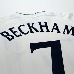 2001/03 Beckham #7 England Vintage Umbro Home Greece Football Shirt (XL)