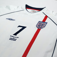 2001/03 Beckham #7 England Vintage Umbro Home Greece Football Shirt (XL)