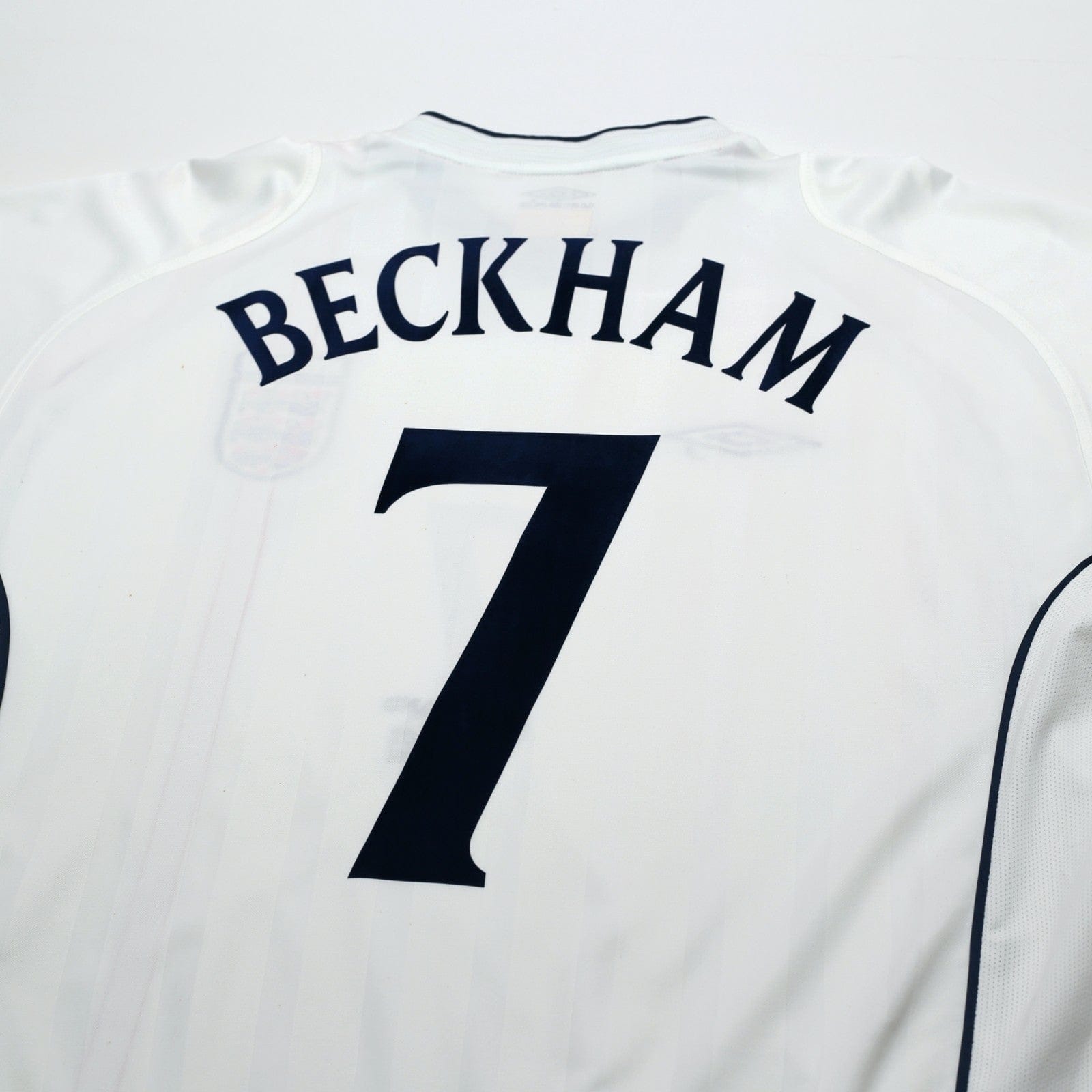 2001/03 Beckham #7 England Vintage Umbro Home Greece Football Shirt (XL)