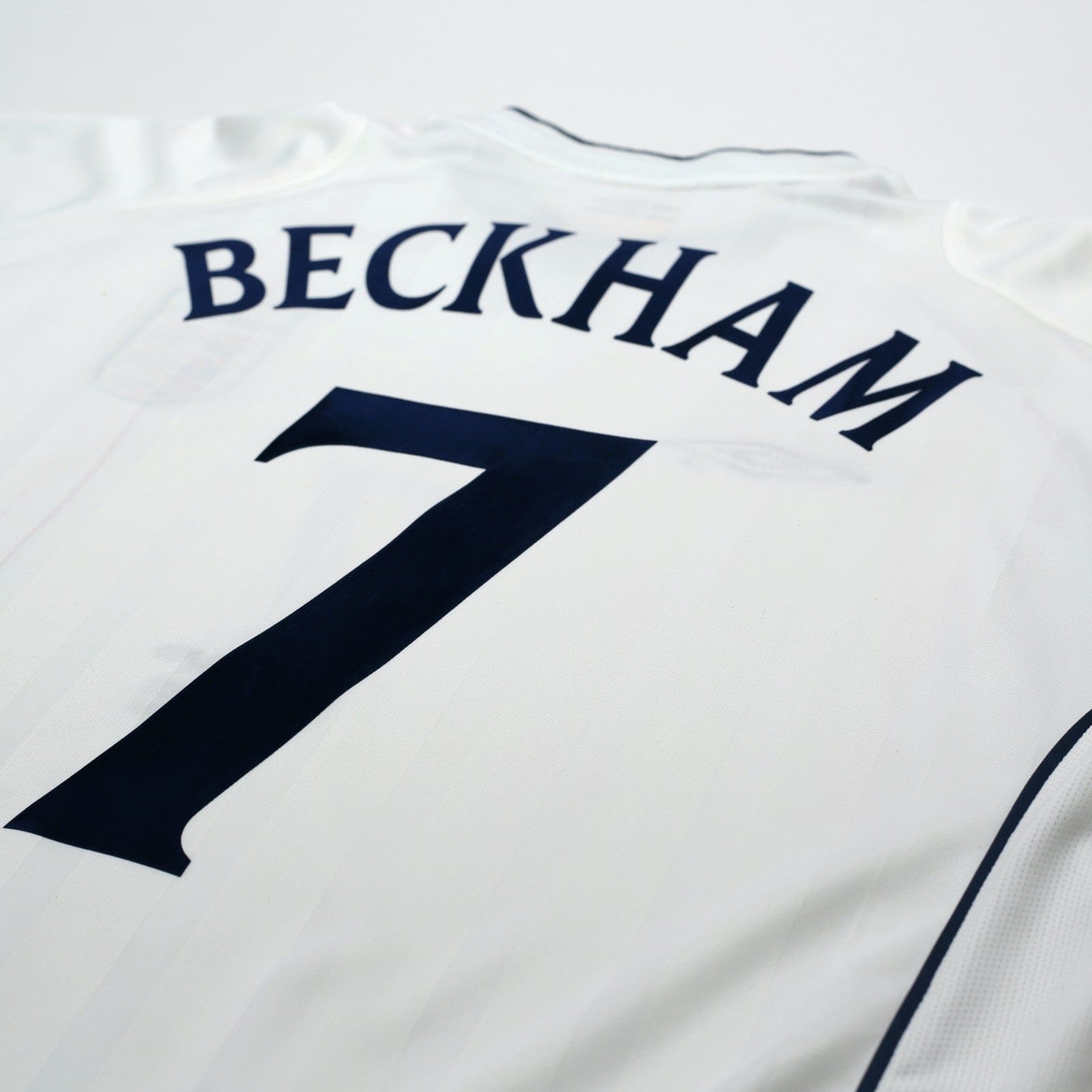 2001/03 Beckham #7 England Vintage Umbro Home Greece Football Shirt (XL)