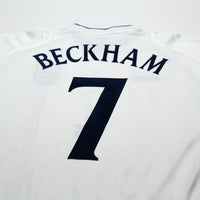 2001/03 Beckham #7 England Vintage Umbro Home Greece Football Shirt (XL)