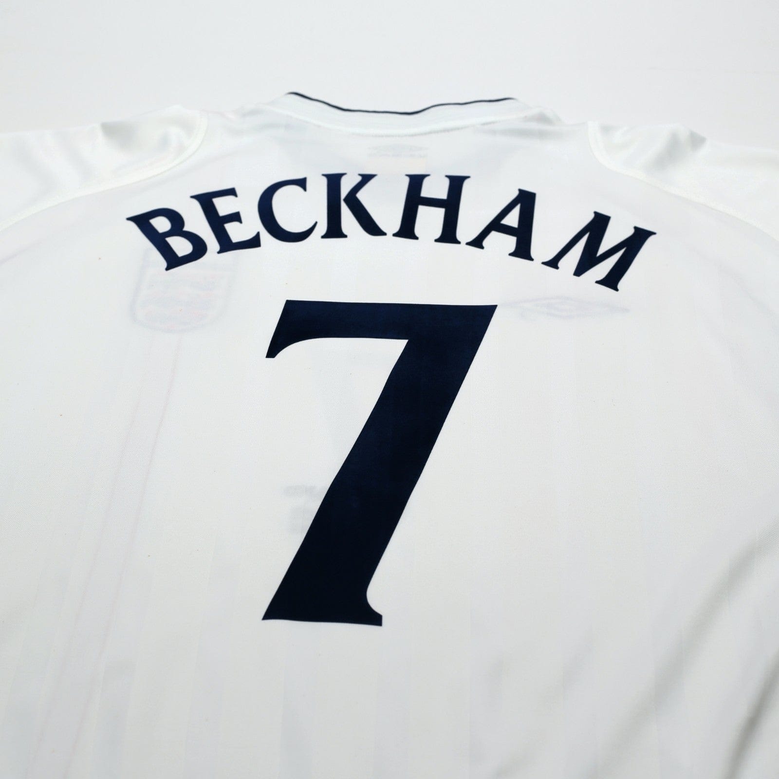 2001/03 Beckham #7 England Vintage Umbro Home Greece Football Shirt (XL)