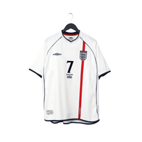 2001/03 Beckham #7 England Vintage Umbro Home Greece Football Shirt (XL)
