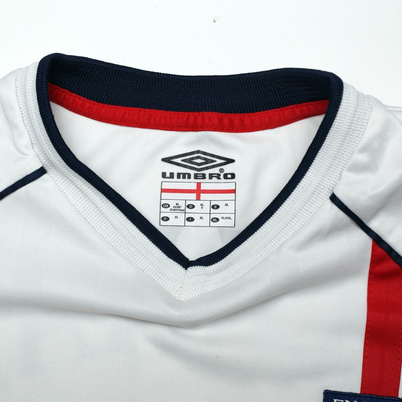 2001/03 Beckham #7 England Vintage Umbro Home Greece Football Shirt (XL)
