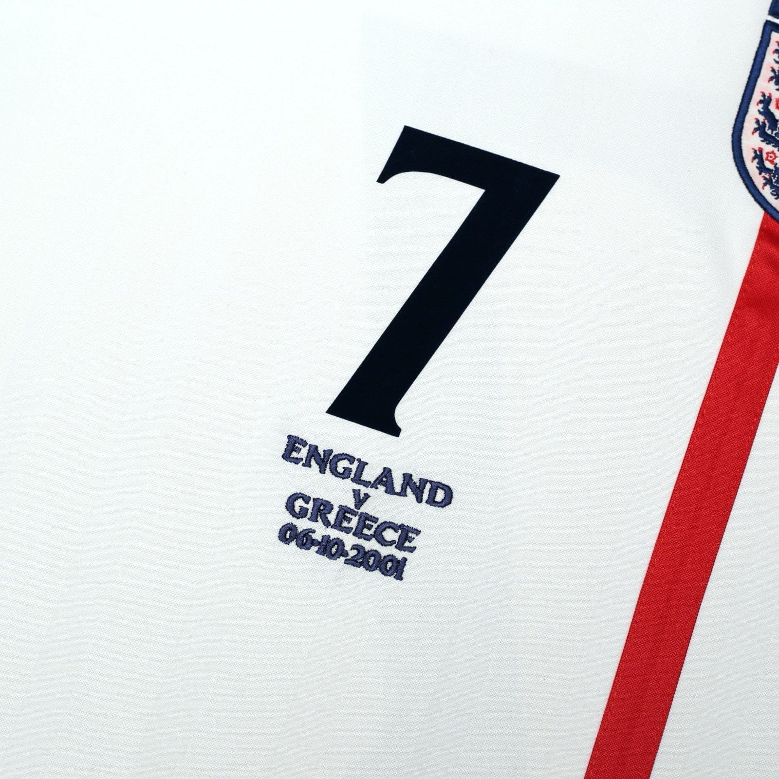 2001/03 Beckham #7 England Vintage Umbro Home Greece Football Shirt (XL)