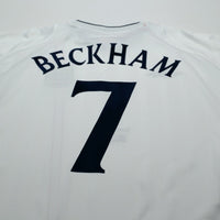 2001/03 Beckham #7 England Vintage Umbro Home Greece Football Shirt (XL)