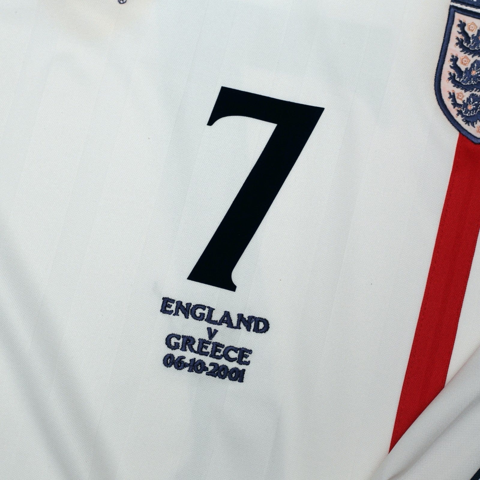 2001/03 Beckham #7 England Vintage Umbro Home Greece Football Shirt (XL)