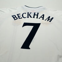 2001/03 Beckham #7 England Vintage Umbro Home Greece Football Shirt (XL)
