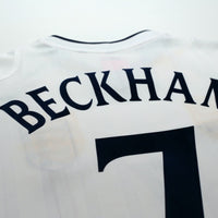 2001/03 Beckham #7 England Vintage Umbro Home Greece Football Shirt (XL)
