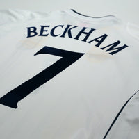 2001/03 Beckham #7 England Vintage Umbro Home Greece Football Shirt (XL)