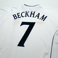 2001/03 Beckham #7 England Vintage Umbro Home Greece Football Shirt (XL)