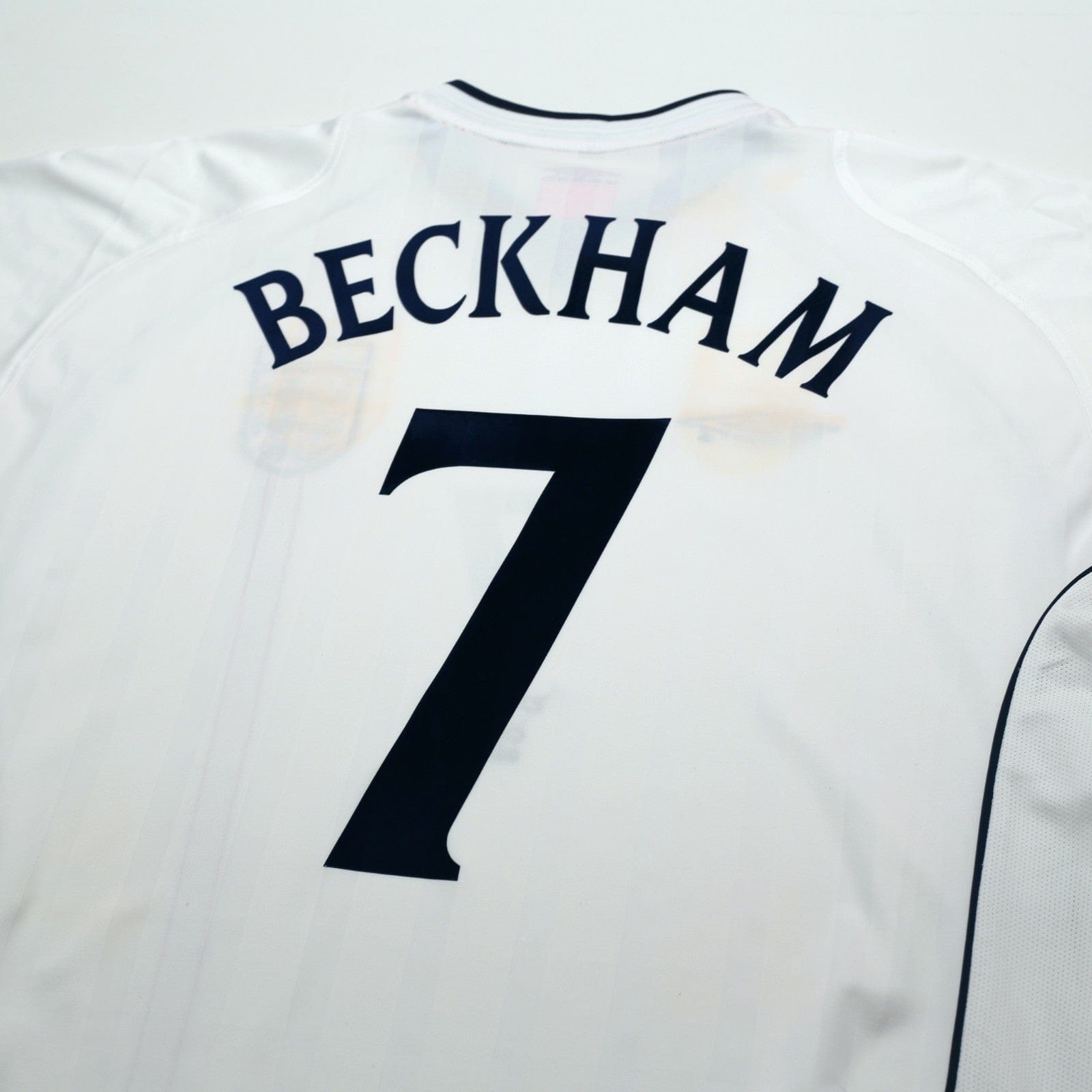 2001/03 Beckham #7 England Vintage Umbro Home Greece Football Shirt (XL)