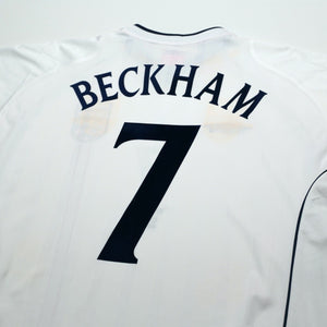 2001/03 Beckham #7 England Vintage Umbro Home Greece Football Shirt (XL)