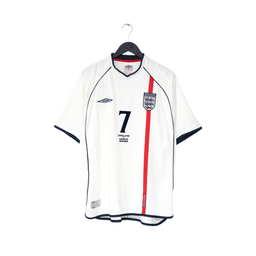 2001/03 BECKHAM #7 England Vintage Umbro Home Greece Football Shirt (XL) 2002