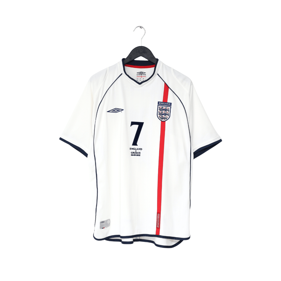 2001/03 BECKHAM #7 England Vintage Umbro Home Greece Football Shirt (XL) 2002