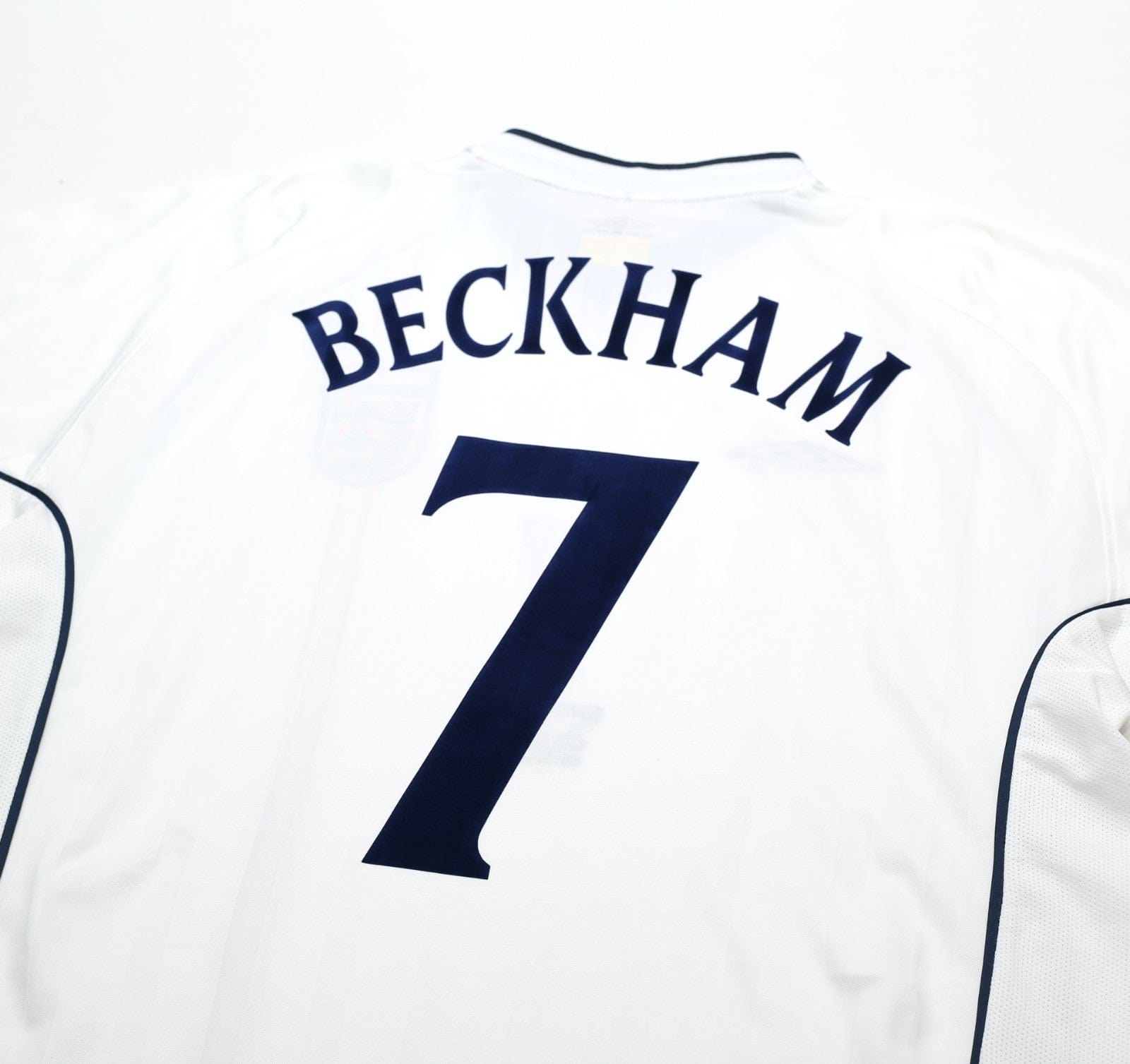 2001/03 BECKHAM #7 England Vintage Umbro Home Greece Football Shirt (XL) 2002