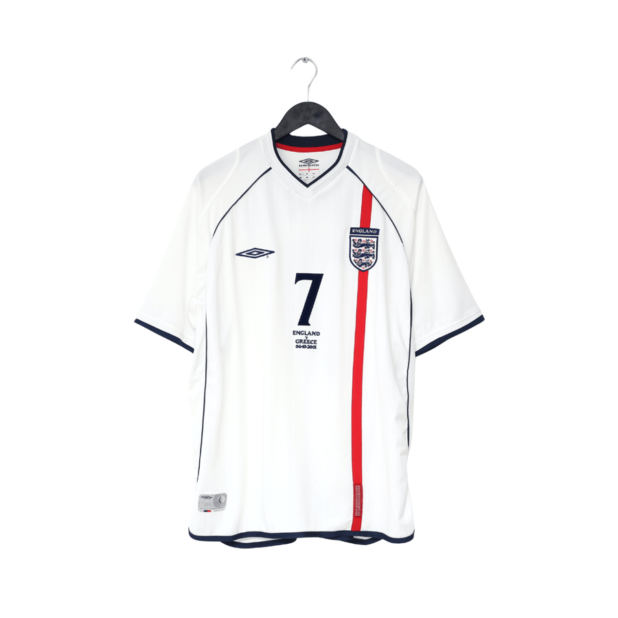 2001/03 BECKHAM #7 England Vintage Umbro Home Greece Football Shirt (XL) 2002