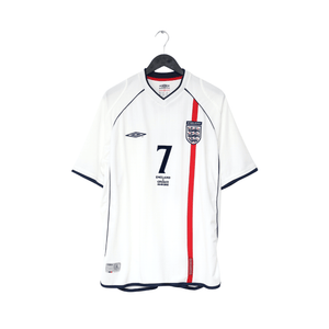 2001/03 BECKHAM #7 England Vintage Umbro Home Greece Football Shirt (XL) 2002