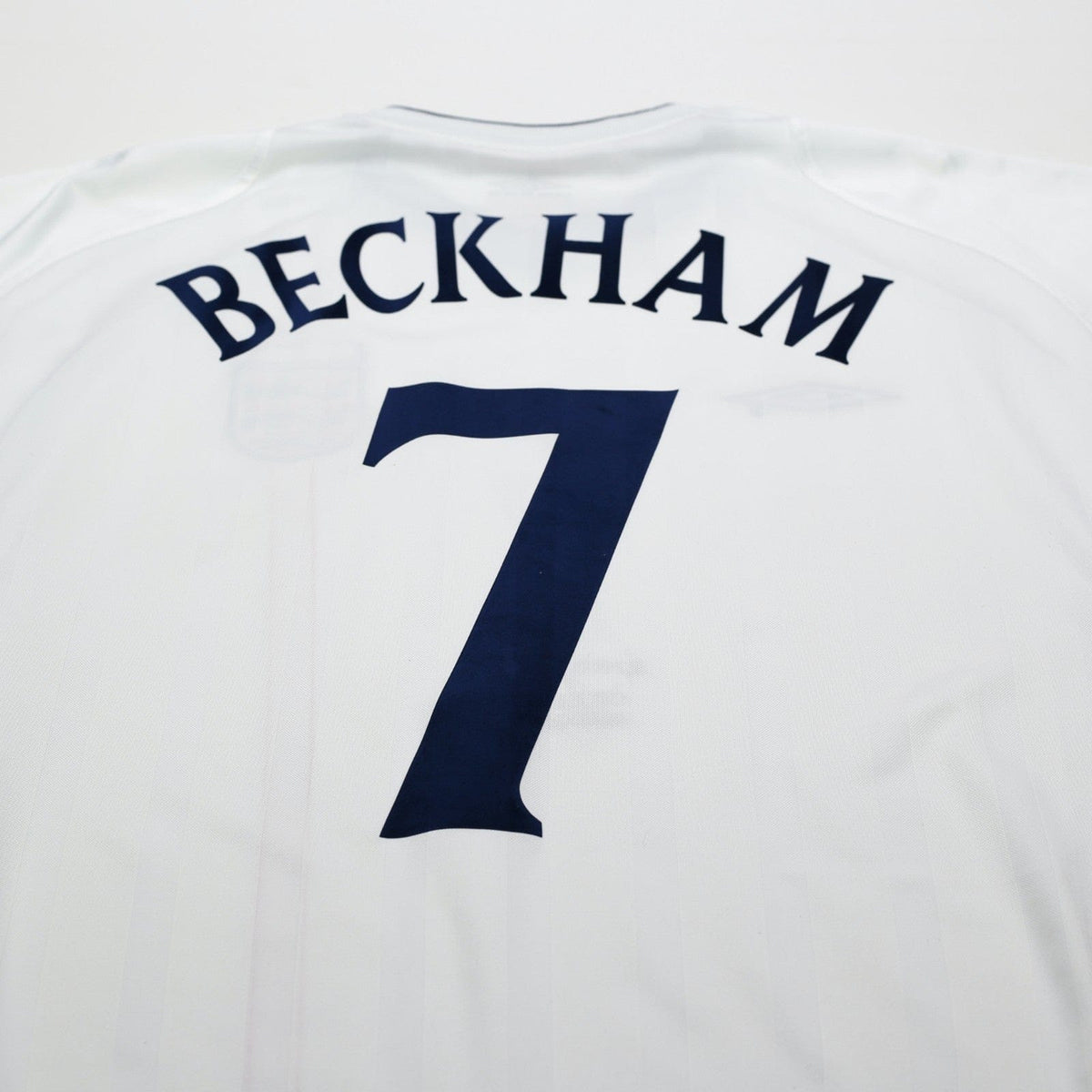 2001/03 Beckham #7 England Vintage Umbro Home Greece Football Shirt (XL) 2002 WC