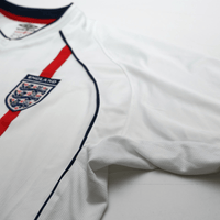 2001/03 Beckham #7 England Vintage Umbro Home Greece Football Shirt (XL) 2002 WC