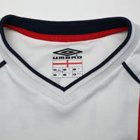 2001/03 Beckham #7 England Vintage Umbro Home Greece Football Shirt (XL) 2002 WC
