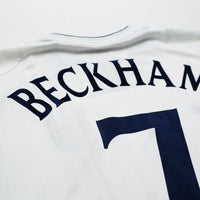 2001/03 Beckham #7 England Vintage Umbro Home Greece Football Shirt (XL) 2002 WC
