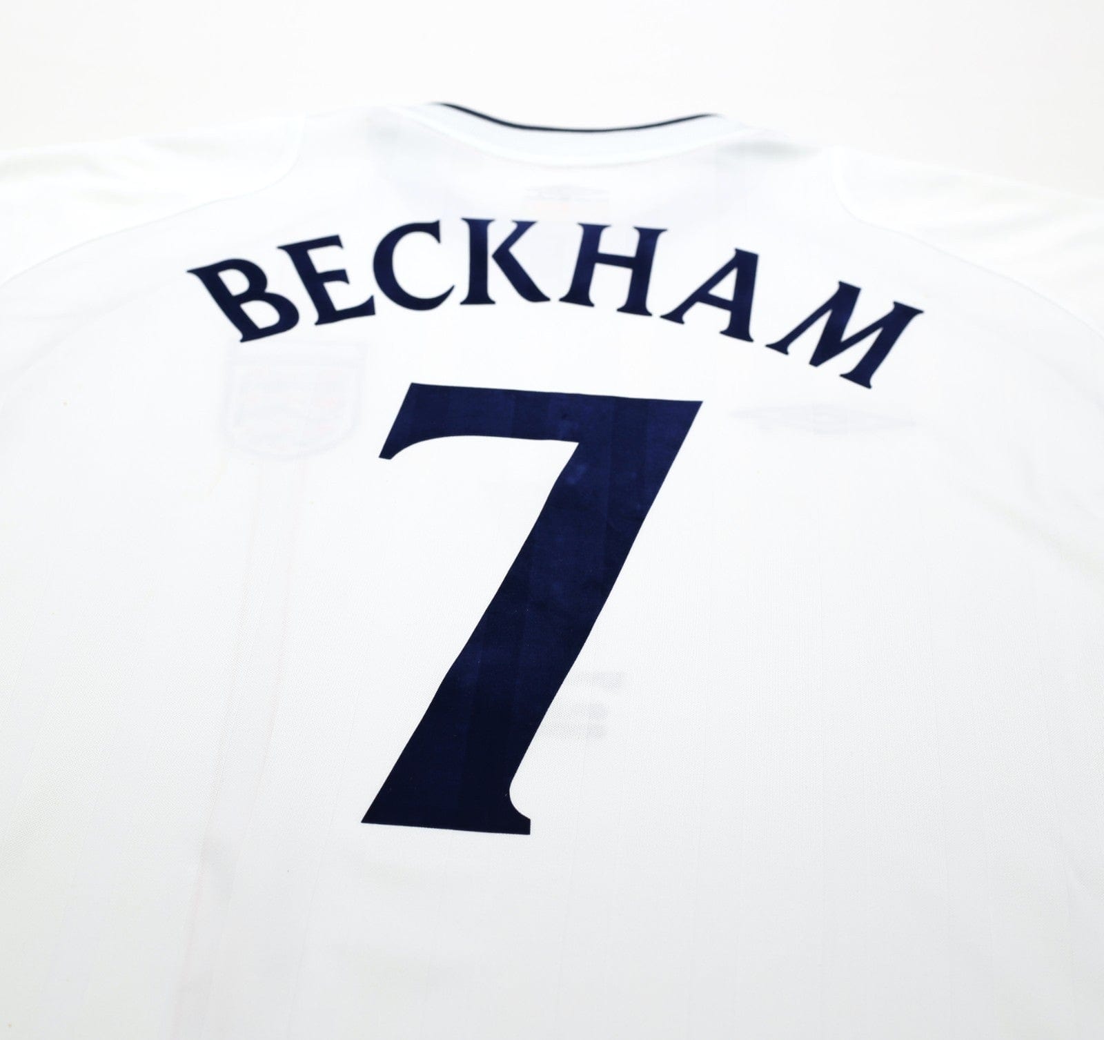2001/03 BECKHAM #7 England Vintage Umbro Home Greece Football Shirt (XL) WC 2002