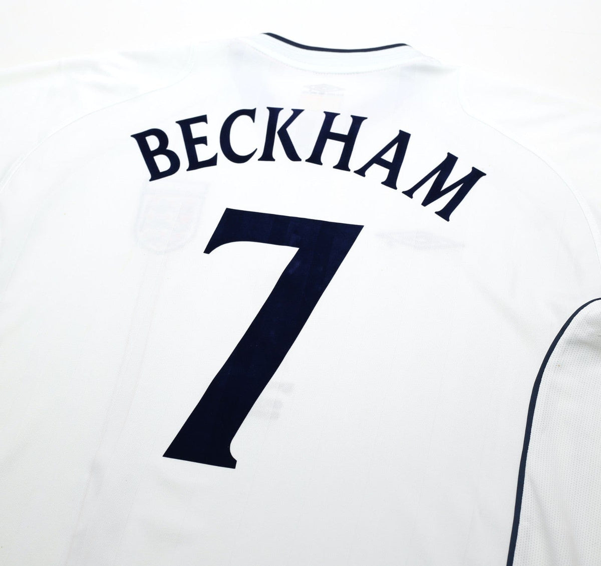 2001/03 BECKHAM #7 England Vintage Umbro Home Greece Football Shirt (XL) WC 2002