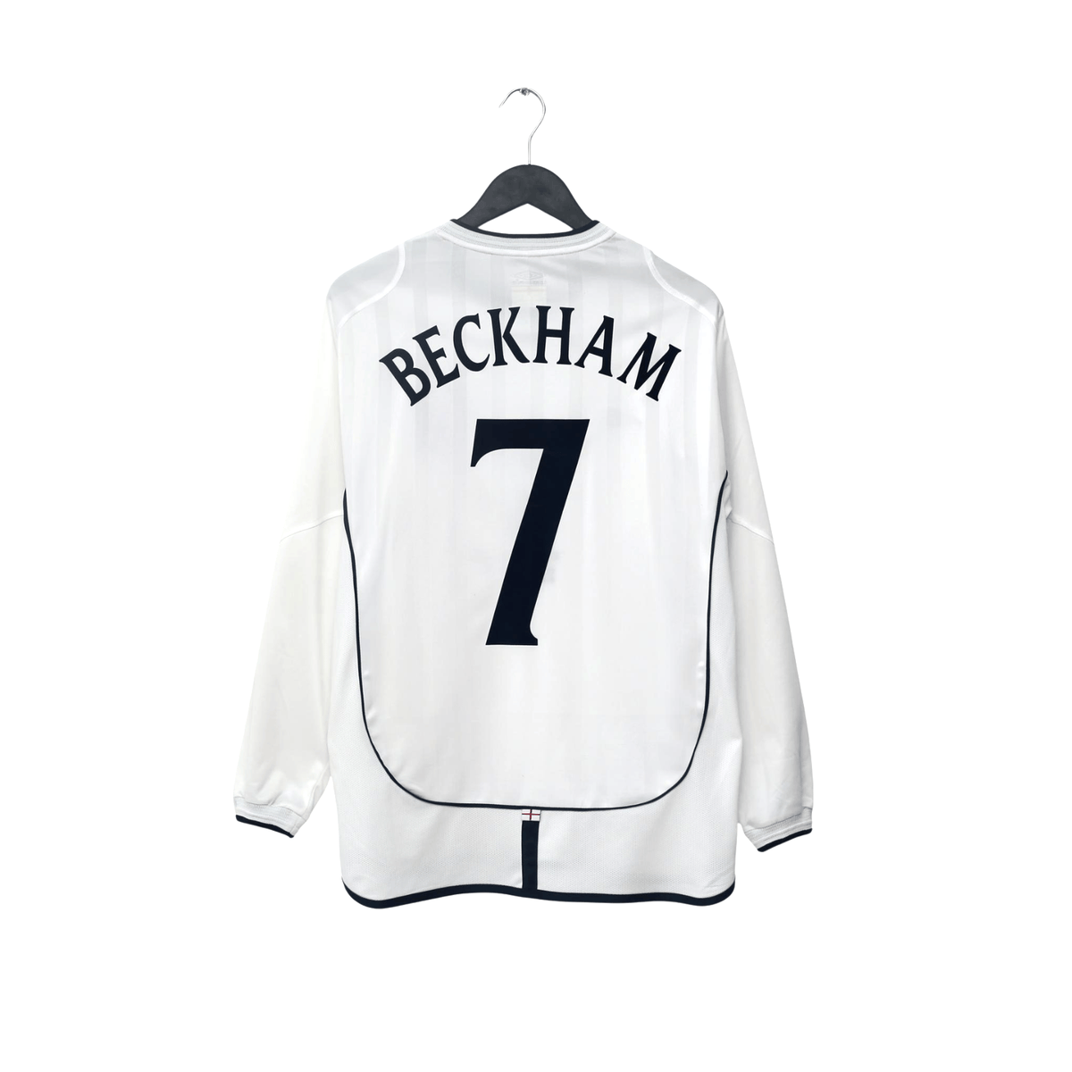 2001/03 Beckham #7 England Vintage Umbro Home L/S Greece Football Shirt (M)