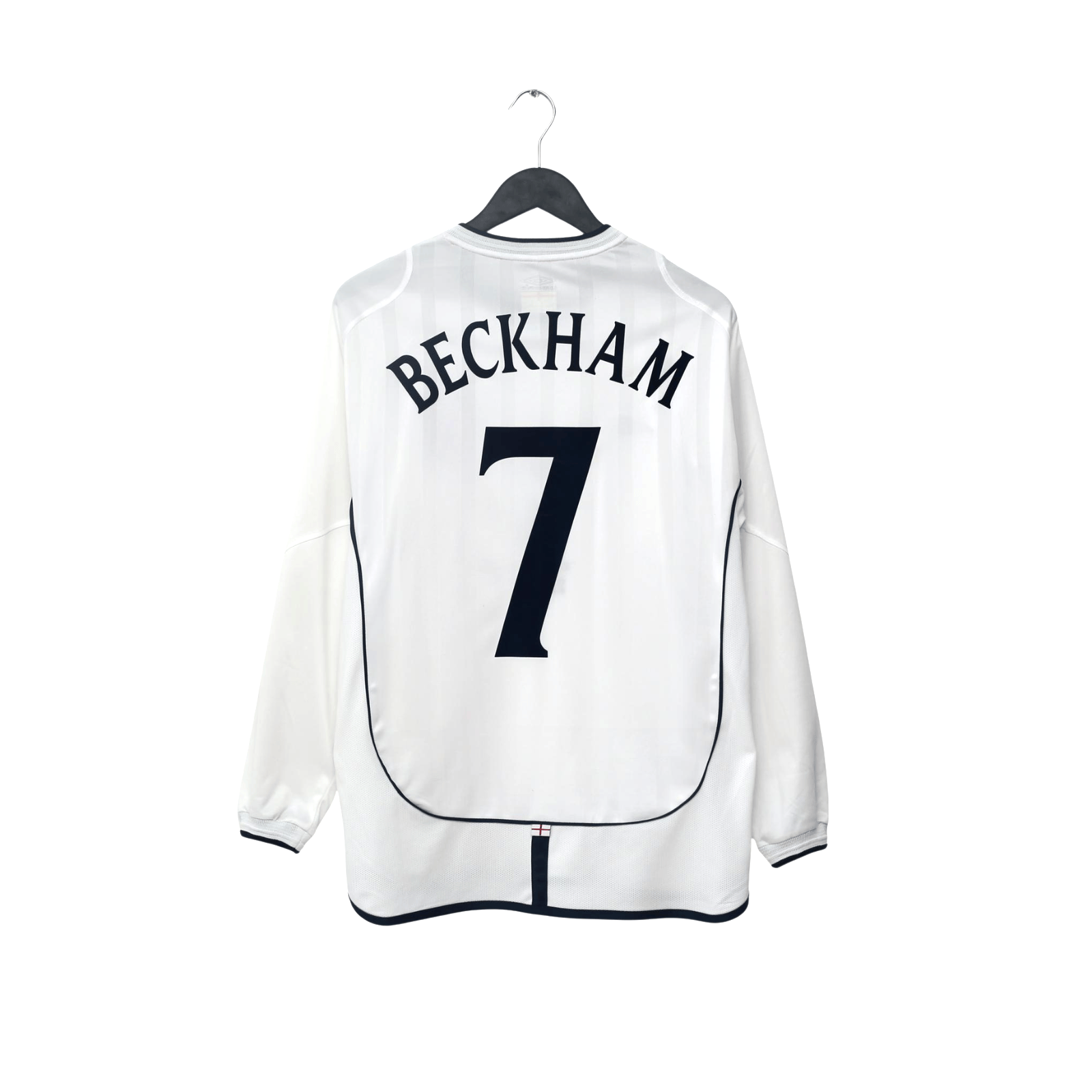 2001/03 Beckham #7 England Vintage Umbro Home L/S Greece Football Shirt (M)