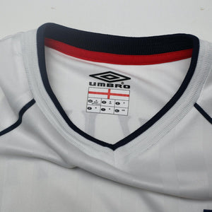 2001/03 Beckham #7 England Vintage Umbro Home L/S Greece Football Shirt (M)